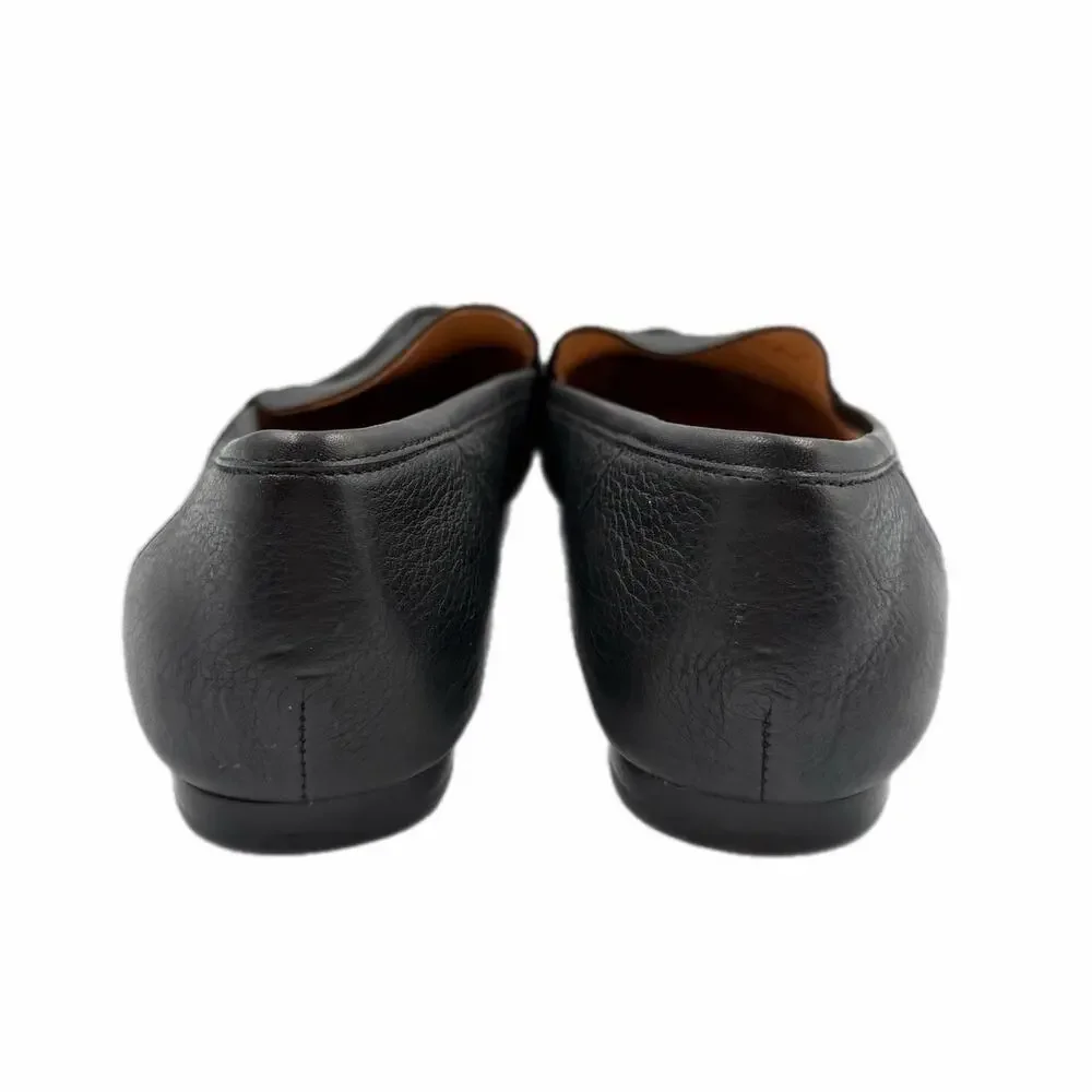 Corso Como Jatiba Black Leather Slip On Pointed Toe Polished Office Flat Loafers